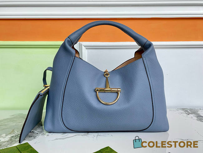 Colestore Gucci Softbit Top Handle Bag in Dusty Blue Leather 46×26×16cm - 1