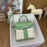 Colestore Hermes Wicker Swift Picnic Mini Kelly 20 Naturel Vert Criquet 20cm - 1