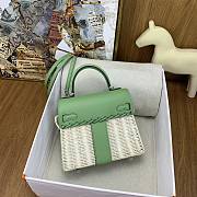 Colestore Hermes Wicker Swift Picnic Mini Kelly 20 Naturel Vert Criquet 20cm - 5