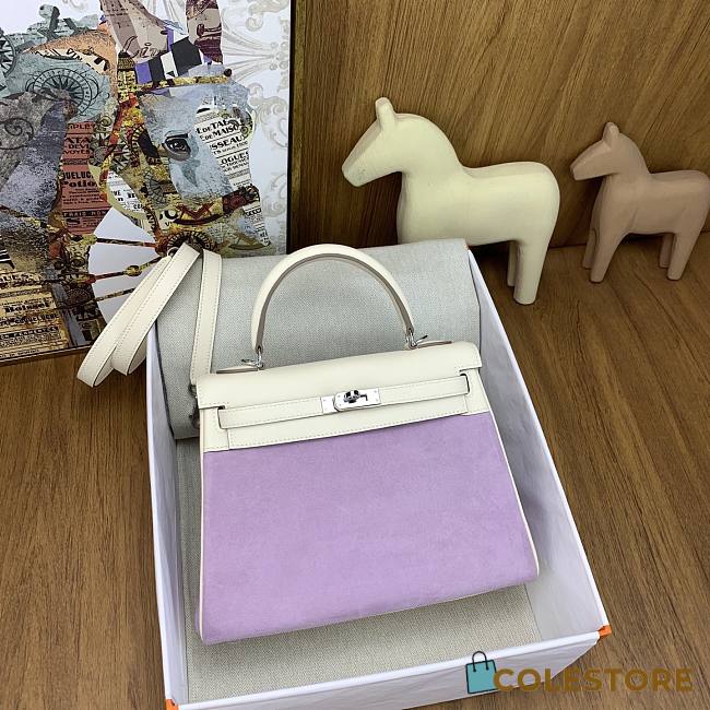 Colestore Hermes Kelly 25 Soft Lavender Suede  25cm - 1