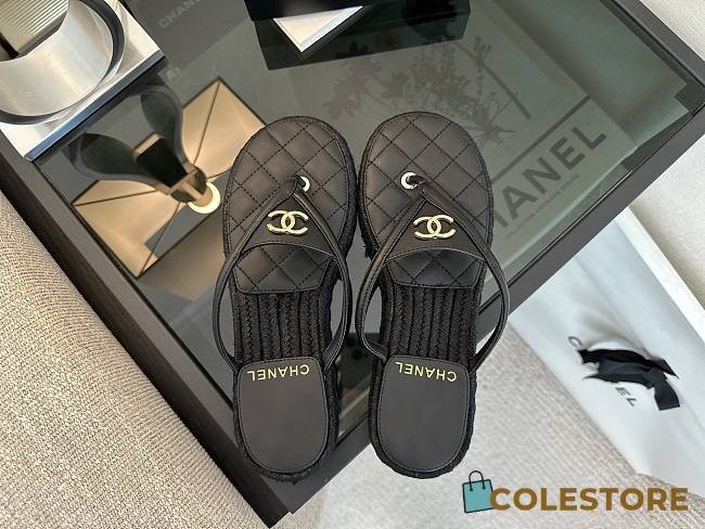 Colestore Chanel Coco Beach Flip flops Suede Black - 1