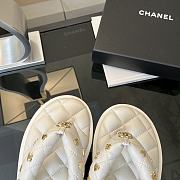 Colestore Chanel Coco Beach Quilted Leather Thong Sandals White - 6