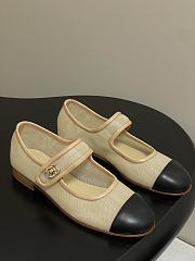 Colestore Chanel Mary Janes Fabric & Grosgrain Ivory & Black  - 1