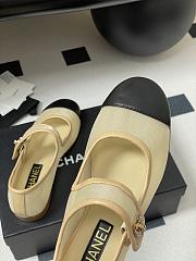 Colestore Chanel Mary Janes Fabric & Grosgrain Ivory & Black  - 2