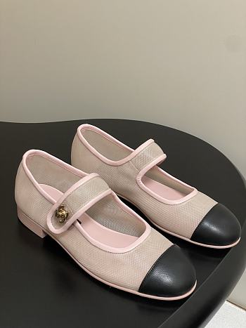 Colestore Chanel Mary Janes Fabric & Grosgrain Pink & Black 