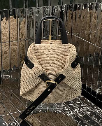Colestore Loewe Mini Punch Hole shopper in raffia Beige 43x31x13cm