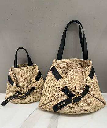 Colestore Loewe Medium Punch Hole shopper in raffia Beige 44x66x17cm
