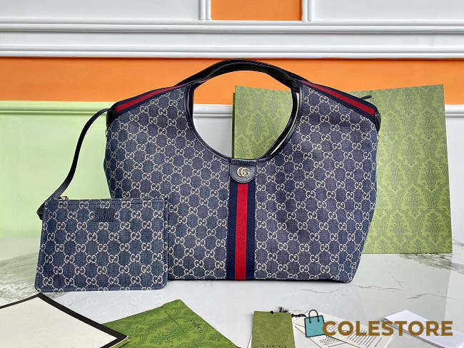 Colestore Gucci Giglio Large Tote Bag in Denim 60×47×16cm - 1