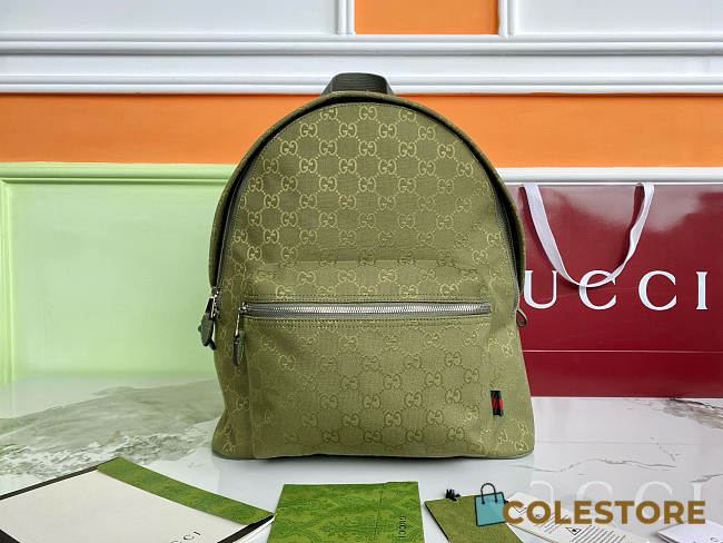 Colestore Gucci Match Medium GG Backpack in Green Beige Nylon 40×35×20cm - 1