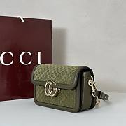 Colestore Gucci Go Small Shoulder Bag Forest Green GG Suede 21.5x14x9cm - 4