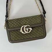Colestore Gucci Go Small Shoulder Bag Forest Green GG Suede 21.5x14x9cm - 3