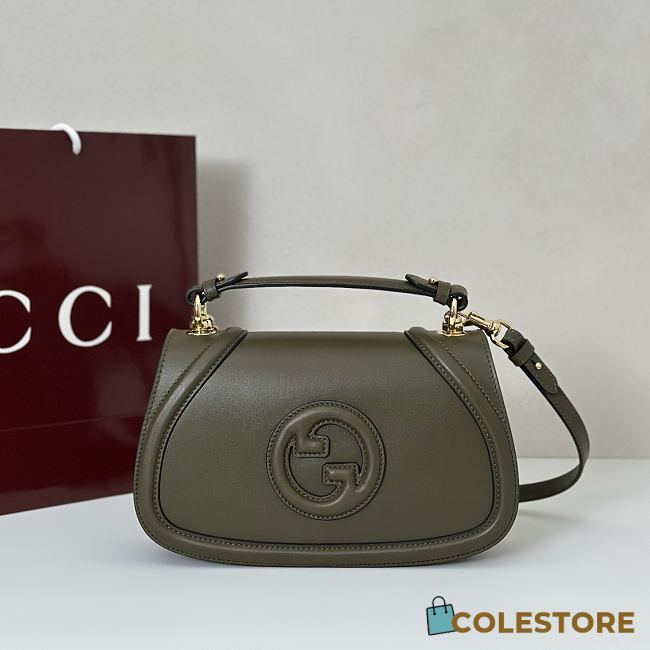 Colestore Gucci Blondie Medium Top Handle Bag Forest Green Leather 27x17x7cm - 1