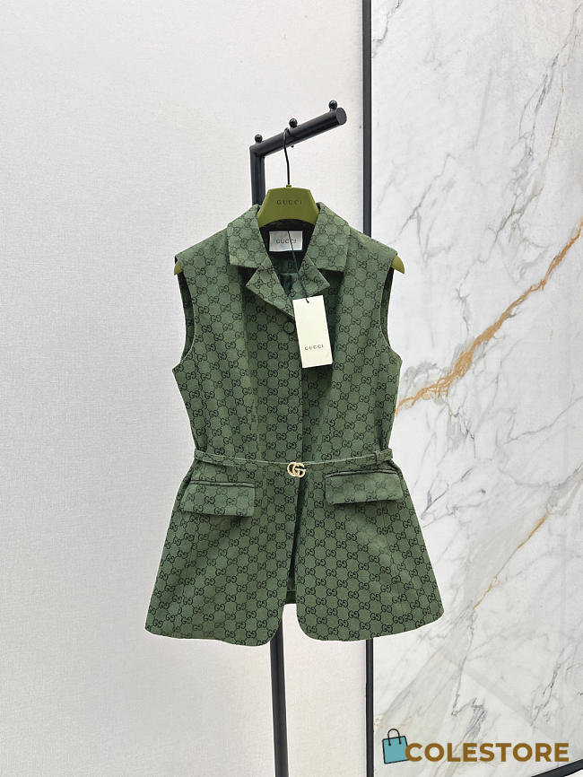 Colestore Gucci Sleeveless Monogram Vest Forest Green - 1