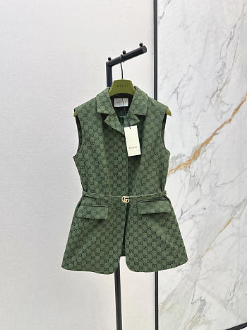 Colestore Gucci Sleeveless Monogram Vest Forest Green