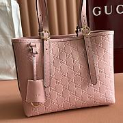 Colestore Gucci GG Emblem Medium Tote Bag Leather in Pink 25x20x10cm - 3