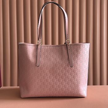 Colestore Gucci GG Emblem Large Tote Bag Leather in Pink 37x31x16cm