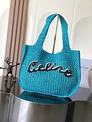 Colestore Celine Large Hobo Panier In Raffia Cobalt 53x34x11cm - 1
