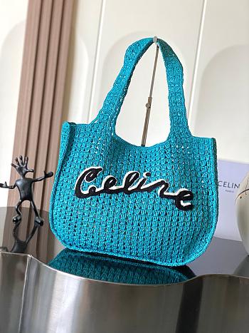Colestore Celine Large Hobo Panier In Raffia Cobalt 53x34x11cm