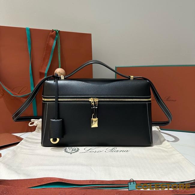 Colestore Loro Piana Extra Bag L27 Smooth Calfskin Black 27x10x16cm - 1