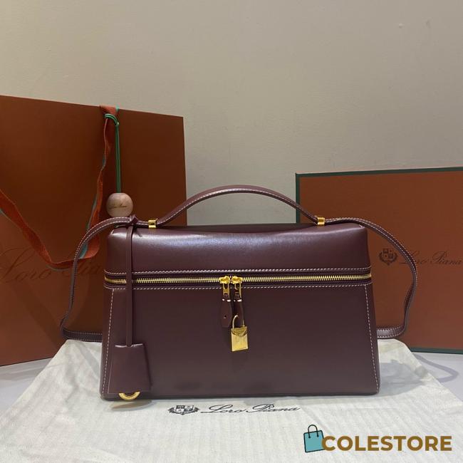 Colestore Loro Piana Extra Bag L27 Smooth Calfskin Azuki Beans 27x10x16cm - 1