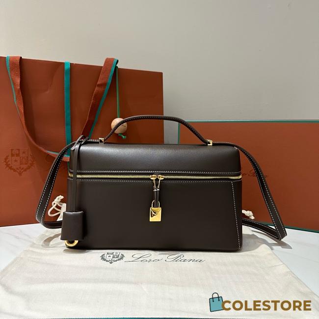 Colestore Loro Piana Extra Bag L27 Smooth Calfskin Dark Chocolate 27x10x16cm - 1