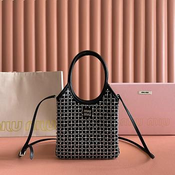 Colestore Miu Miu Small Satin Crystal Embellished Top Handle Black 20x24cm