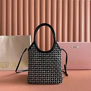 Colestore Miu Miu Small Satin Crystal Embellished Top Handle Black 20x24cm - 3