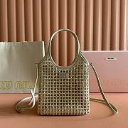 Colestore Miu Miu Small Satin Crystal Embellished Top Handle Beige 20x24cm - 1