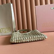 Colestore Miu Miu Small Satin Crystal Embellished Top Handle Beige 20x24cm - 3