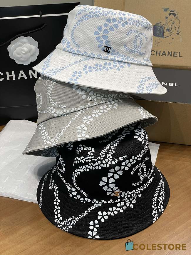 Colestore Chanel Camellia Chain Bucket Hat Blue/Gray/Black - 1