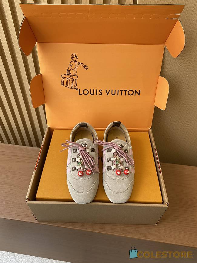 Colestore Louis Vuitton Sneakerina Cherry Charm Trainers Beige and Pink Suede - 1