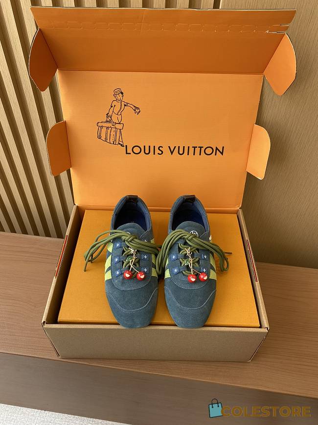 Colestore Louis Vuitton Sneakerina Cherry Charm Trainers Dark Teal Blue & Olive Green - 1