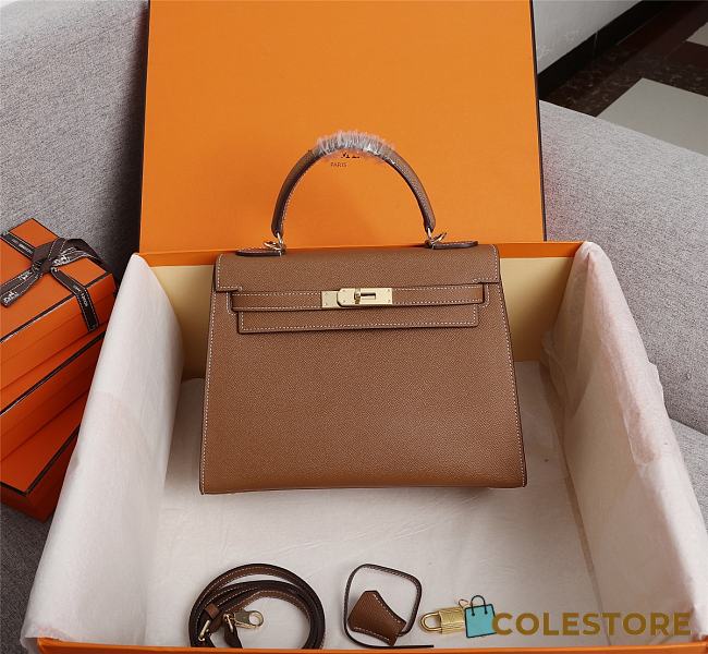 Colestore Hermes Kelly In Brown Gold Buckle - 1