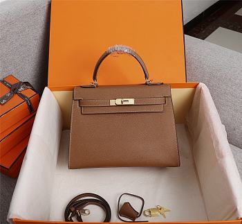 Colestore Hermes Kelly In Brown Gold Buckle