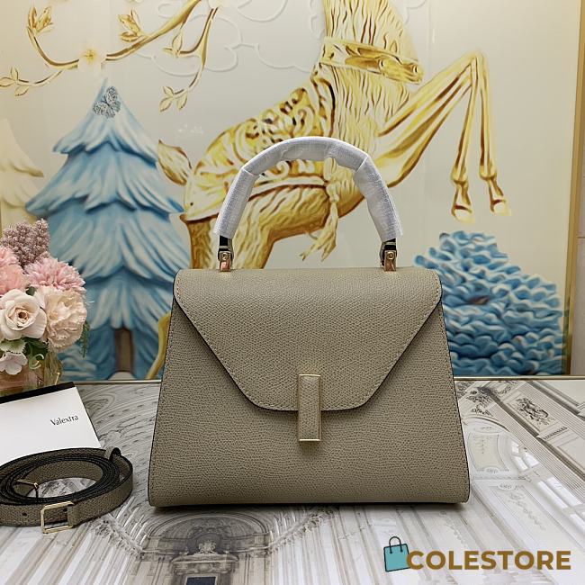 Colestore Valextra Iside Mini Oyster Gray Leather Top Handle Bag  22x12x16.5 cm - 1