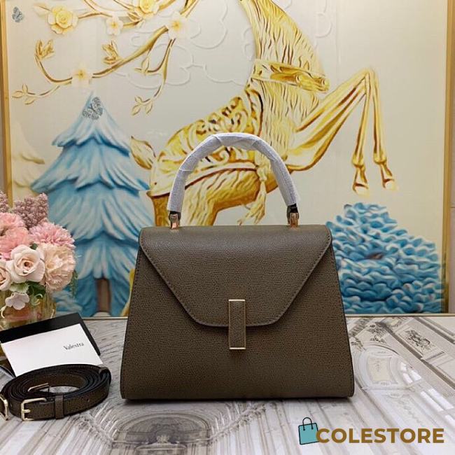Colestore Valextra Iside Mini Taupe Green Leather Top Handle Bag 22x12x16.5 cm - 1
