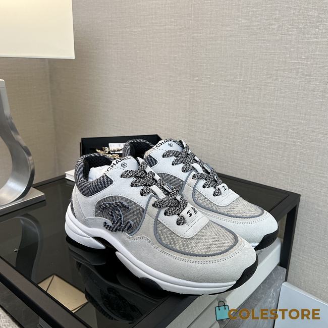Colestore Chanel Tweed Sneakers White - 1