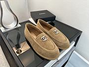 Colestore Chanel Suede Loafers with Gold CC Logo Tan - 6