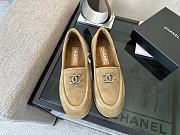 Colestore Chanel Suede Loafers with Gold CC Logo Tan - 3