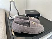 Colestore Chanel Suede Loafers with Gold CC Logo Gray - 4