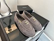 Colestore Chanel Suede Loafers with Gold CC Logo Gray - 3