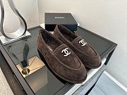 Colestore Chanel Suede Loafers with Gold CC Logo Dark Chocolate - 4