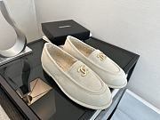 Colestore Chanel Suede Loafers with Gold CC Logo White - 6