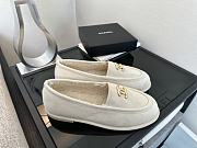Colestore Chanel Suede Loafers with Gold CC Logo White - 5