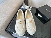 Colestore Chanel Suede Loafers with Gold CC Logo White - 4
