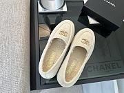 Colestore Chanel Suede Loafers with Gold CC Logo White - 3