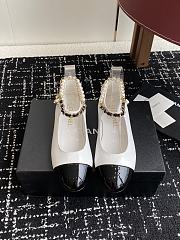 Colestore Chanel Mary Janes Lambskin, Patent Calfskin, Imitation Pearls & Metal White & Black - 1