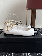 Colestore Chanel Mary Janes Lambskin, Patent Calfskin, Imitation Pearls & Metal White & Black - 5