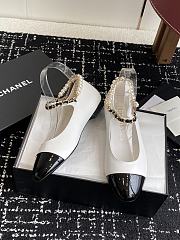 Colestore Chanel Mary Janes Lambskin, Patent Calfskin, Imitation Pearls & Metal White & Black - 4