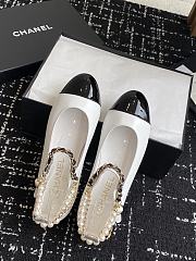 Colestore Chanel Mary Janes Lambskin, Patent Calfskin, Imitation Pearls & Metal White & Black - 2